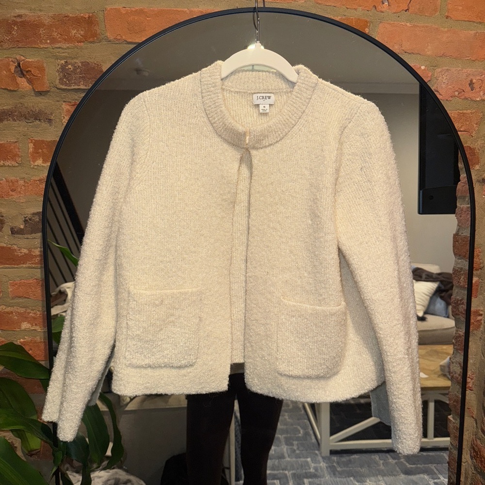 J. Crew Women's Soft Cream Teddy Jacket sweater